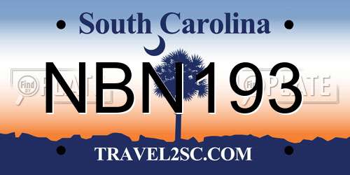 NBN193 South Carolina License Plate
