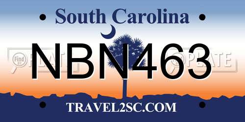 NBN463 South Carolina License Plate