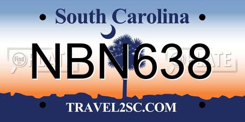 NBN638 South Carolina License Plate