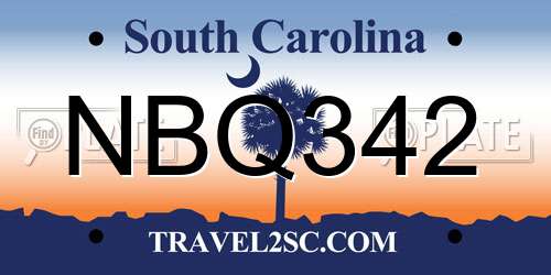 NBQ342 South Carolina License Plate