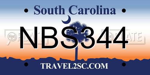 NBS344 South Carolina License Plate
