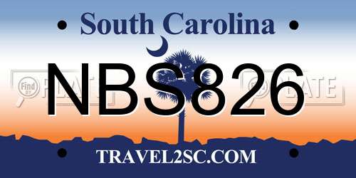 NBS826 South Carolina License Plate