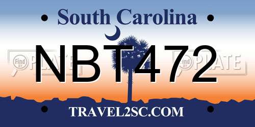 NBT472 South Carolina License Plate