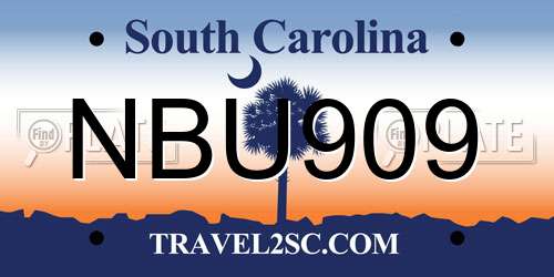 NBU909 South Carolina License Plate