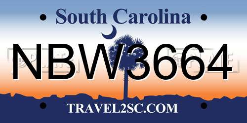 NBW3664 South Carolina License Plate