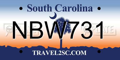 NBW731 South Carolina License Plate