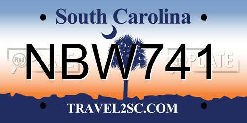 NBW741 South Carolina License Plate