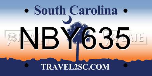 NBY635 South Carolina License Plate