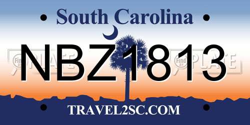 NBZ1813 South Carolina License Plate