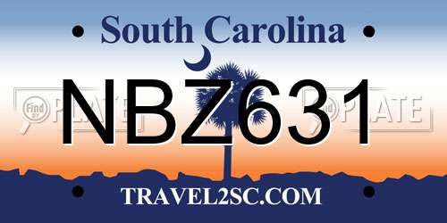 NBZ631 South Carolina License Plate