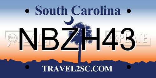 NBZH43 South Carolina License Plate