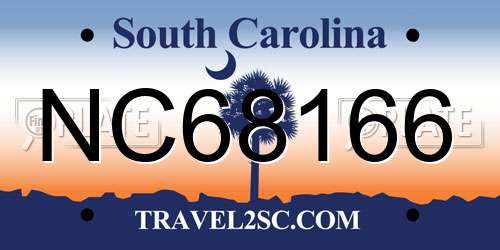 NC68166 South Carolina License Plate