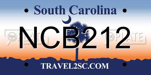 NCB212 South Carolina License Plate