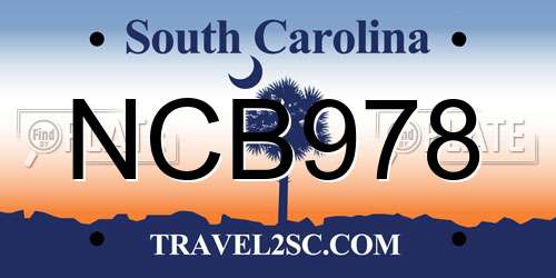 NCB978 South Carolina License Plate