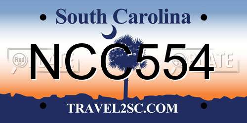 NCC554 South Carolina License Plate