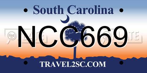 NCC669 South Carolina License Plate