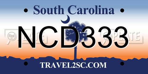 NCD333 South Carolina License Plate