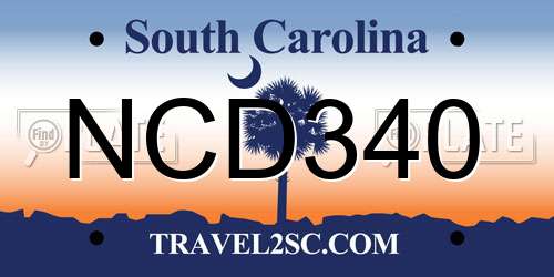 NCD340 South Carolina License Plate