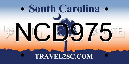 NCD975 South Carolina License Plate