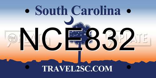 NCE832 South Carolina License Plate