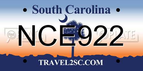 NCE922 South Carolina License Plate