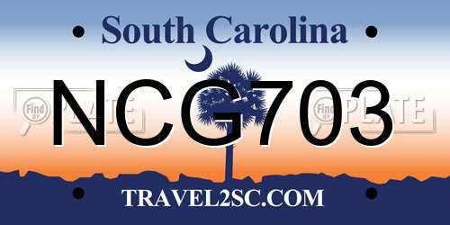NCG703 South Carolina License Plate