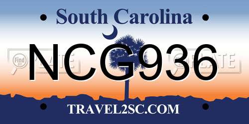 NCG936 South Carolina License Plate