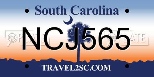 NCJ565 South Carolina License Plate