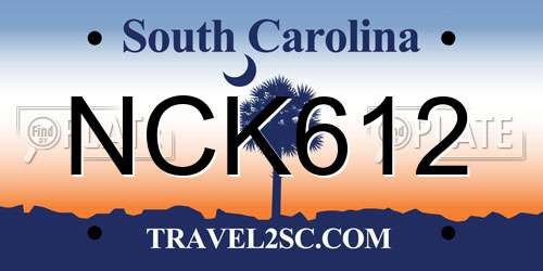 NCK612 South Carolina License Plate