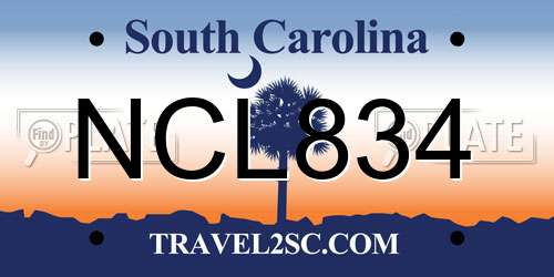 NCL834 South Carolina License Plate