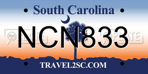 NCN833 South Carolina License Plate