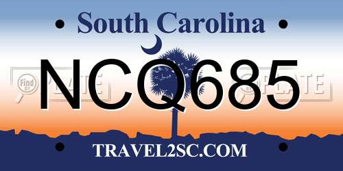 NCQ685 South Carolina License Plate