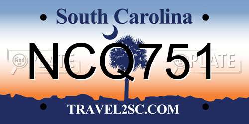 NCQ751 South Carolina License Plate