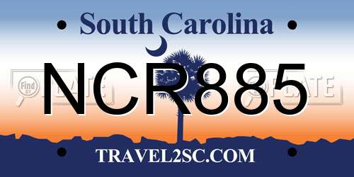 NCR885 South Carolina License Plate