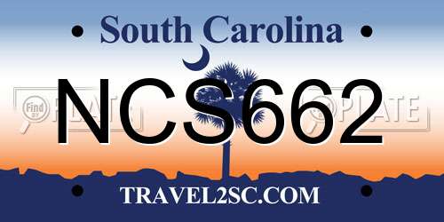 NCS662 South Carolina License Plate