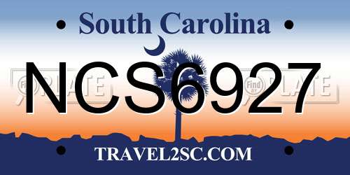 NCS6927 South Carolina License Plate