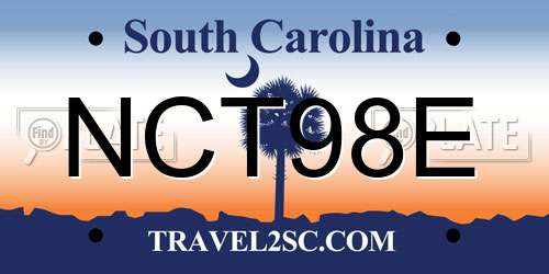 NCT98E South Carolina License Plate