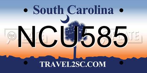 NCU585 South Carolina License Plate