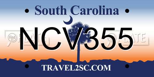 NCV355 South Carolina License Plate