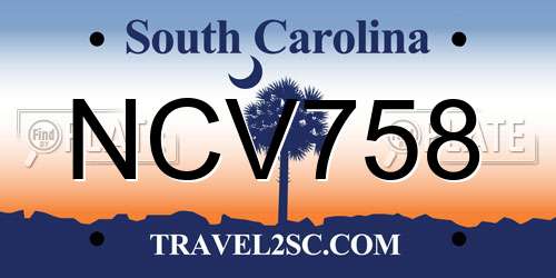 NCV758 South Carolina License Plate