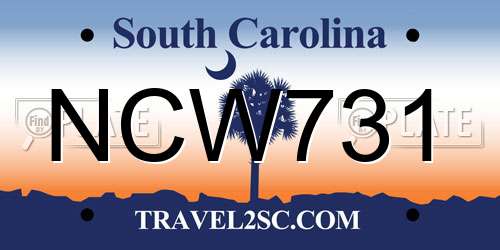 NCW731 South Carolina License Plate