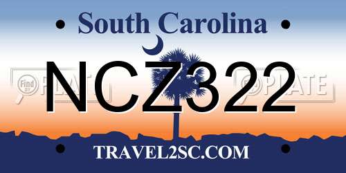 NCZ322 South Carolina License Plate