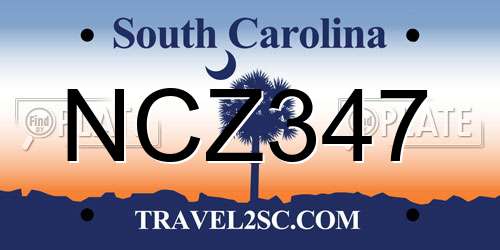 NCZ347 South Carolina License Plate