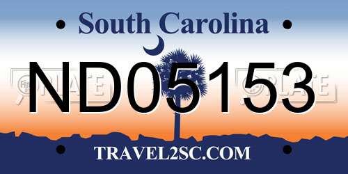 ND05153 South Carolina License Plate