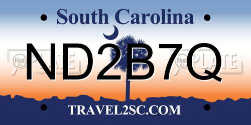ND2B7Q South Carolina License Plate