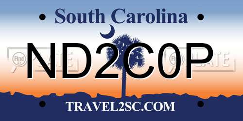 ND2C0P South Carolina License Plate