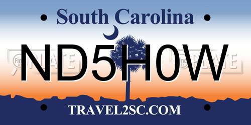 ND5H0W South Carolina License Plate