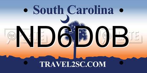 ND6D0B South Carolina License Plate