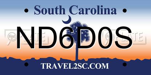ND6D0S South Carolina License Plate
