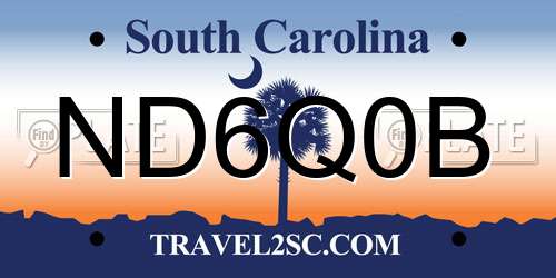 ND6Q0B South Carolina License Plate